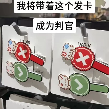 搞怪像素判官小猫发夹对勾叉号表情包鸭嘴夹ins风学生百搭刘海