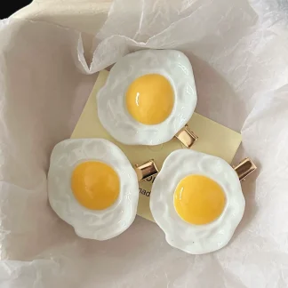 仿真荷包蛋发夹趣味简约搞怪风少女侧边鸭嘴夹发卡饰品发饰夏季夹
