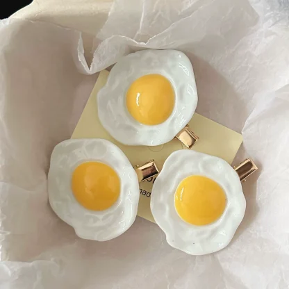 仿真荷包蛋发夹趣味简约搞怪风少女侧边鸭嘴夹发卡饰品发饰夏季夹