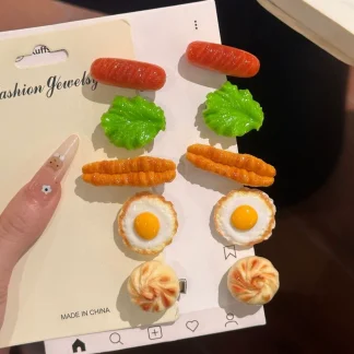 趣味仿真食物发夹卡通萌趣搞怪早餐少女迷你鸭嘴夹网红食玩发卡