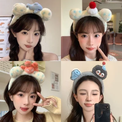 可爱搞怪洗脸发箍女2025新款卡通毛绒头箍防滑发捆压发卡百搭头饰