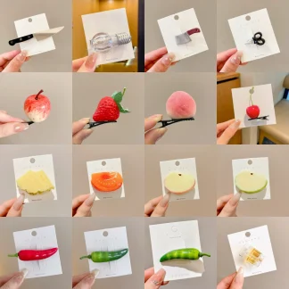 趣味搞怪仿真水果发夹女个性刘海夹鸭嘴夹发卡表情包头饰小刀头饰