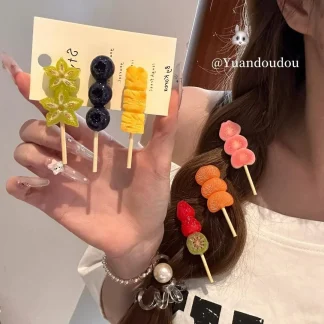 可爱仿真趣味水果串串发夹搞怪少女碎发鸭嘴夹卡通百搭网红边夹