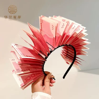 道具人民币发箍搞怪发箍 有钱花发箍生日diy头饰可爱头箍拍照直播