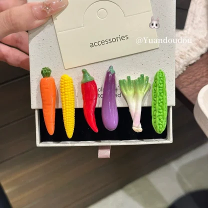 可爱趣味蔬菜造型发夹搞怪少女碎发鸭嘴夹卡通食玩百搭网红边夹